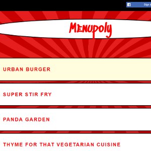 The menupoly home page.